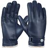 GSG SINCE 1998 Guanti Pelle Uomo - Guanti da Guida in Pelle Vera, Compatibili Touchscreen, Pelle di Pecora, Foderati in Lana, Caldi Invernali per Climi Freddi, Blu Navy M