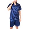 Sanraflic Pigiama da uomo corto in raso con maniche corte e set di pantaloni, XXL