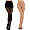 MANZI Collant a compressione da donna, con supporto energizzante, 50D, Nero+Naturale, M