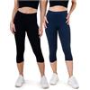 SES Leggings Capri da donna, confezione da 2 pezzi, in cotone/opachi da donna, leggings Capri elasticizzati, lunghi 3/4, in cotone/da donna, con vestibilità perfetta, nero/blu navy, 38-40