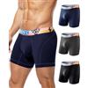 Arjen Kroos Uomo Boxer Lunghi a Gamba Larga - Mutande Intimo in Microfibra 3-Pack, Antisfregamento, Elasticizzato Blu Scuro/Grigio Scuro/Nero XXL