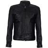 Infinity Leather Giacca Harrington Classica con Collo Classico in Vera Pelle Morbida Nera da Uomo