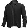 Allthemen Giacche Uomo Casual con Zip Bomber Jacket Leggere Estive Giubbotto a Vento Eleganti Lavoro Nero S
