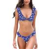 SHEKINI Costume da Bagno Donna Sexy V Profonda Bikini Beachwear Ruffles Flounce Regolabile Costumi da Bagno Due Pezzi Mare e Piscina(M, Blu Porpora)