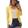 OMZIN Donna Manica Lunga Elasticizzata Aperta sul Davanti Giacca Blazer da Lavoro Cropped da Ufficio Giallo L