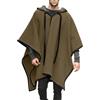 Generisch Mantello da uomo invernale caldo poncho con cappuccio cappotti medievali cardigan mago maglione wrap open cape in pile steampunk cosplay costume cardigan cardigan cardigan
