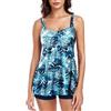 FLYILY Donne 2 Pezzi Tankini Sets Twist Front Tankini Top con Boyshorts Tummy Control Costume da Bagno Floreale