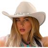 DRESHOW Cappello da Cowboy Donna e Uomo Cappelli Western da Cowboy e Cowgirl a Tesa Larga con Scintillante Strass Cappelli Fedora in Feltro Arrotolati Unisex