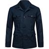 Generico Uomo Leggero Safari Giacca Casual Lino Pulsante su Multi-Tasche Cappotto Cargo Outwear