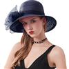 Naimo Cappello da donna in organza per chiesa, Kentucky Derby, Fascinator con elegante fiocco, tesa ampia, ideale per sposa, Tea Party e matrimonio, Blu mare, Taglia unica
