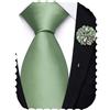 Hi-Tie - Cravatte da uomo extra lunghe da 160 cm e 178 cm in seta, con lapel pin floreale e fermacravatta, 63''(160cm)