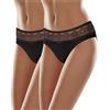 Merry Style Culotte Eleganti Mutande Donna Cotone comode Slip Donna Cotone Hipster Traspiranti Elasticizzate in Pizzo Intimo Femminile Quotidiano MSGAB21 (Nero (2Pack), S)