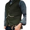 AeoTeokey - Gilet da uomo classico in lana e tweed, senza maniche, stile casual, a spina di pesce, per smoking, Verde militare, L