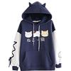 PAIDAXING Felpa con cappuccio da donna a maniche lunghe con motivo cartone animato carino per ragazze ragazze casual pullover ragazze anime cosplay maglione maglione, 06-blu., L