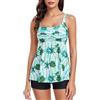 FLYILY Donne 2 Pezzi Tankini Sets Twist Front Tankini Top con Boyshorts Tummy Control Costume da Bagno Floreale