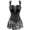 WLFFW Corsetto in Pelle Gotico Corpetto Donna Pizzo 2XL Nero