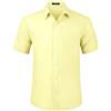 HISDERN Camicia Giallo Chiaro da Uomo a Maniche Corte Camicia Elegante da Uomo vestibilità Regolare Camicia Estiva Solida con Tasca sul Petto,2XL