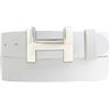 BELTINGER Cintura firmata HENRY in pelle bovina pieno fiore 4 cm | Cintura elegante per uomo e donna 40mm | Argento lucido | Bianco 90cm