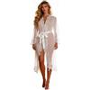 sunshinelady Vestaglia Sexydonna Hot Tulle Kimono Donna Lungo Babydoll Pizzo Completino Intimo Transparente Pigiama Taglie Forti Abito Con Cintura Negligee Sexy Lingerie Curvy Camicia Robe Bianco XS-S