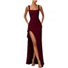Generico Abito da Cerimonia Donna Vestito Lungo Elegante Scollo all'Americana Spalline Sottili Aderente con Spacco Abito da Sera per Matrimonio Damigella d'Onore Serata Formale Cena di Gala Beneficenza