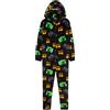 MINECRAFT Pile Pigiama Intero Ragazzo con Cappuccio Tuta Intera - Regalo Bambino (Nero/Multicolore, 11-12 Anni)