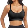 ONEW Reggiseno da donna senza ferretto con spalline sottili imbottito push up lingerie reggiseno yoga senza cuciture cami bustier top top, Nero , XL