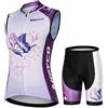 Mydawan Completo Ciclismo Donna Estivo Abbigliamento Bici MTB,Tuta Ciclista Maglietta da Ciclo Senza Maniche Gilet e Pantaloncini Short Bike con 19D Gel Imbottiti,Maglia Bicicletta Asciugatura Rapida|4,M