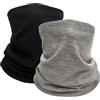 lifwimner Confezione da 2 scaldacollo per uomo e donna, caldo, antivento, in pile sottile, invernale, scaldacollo, scaldacollo, bandana, per escursionismo, sci, ciclismo, corsa, nero e grigio., Taglia unica