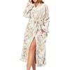 Generico Vestaglia Donna Invernale in Pile Morbido Accappatoio Elegante per Casa Natalizio Accappatoio da Donna in Pile Caldo e Lungo Inverno