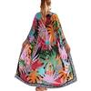 L-Peach Donna Kimono da Spiaggia Cardigan Kaftano Lungo Vestito Copricostume da Bagno Aperto con Coulisse