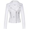 OULIWANGLUO Giacca da donna con collo a risvolto, casual, in pelle, primavera, autunno, leggera, in similpelle, sottile, sexy, da motociclista
