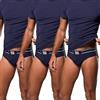 FOCENZA Set 3 Pezzi Mutande Uomo in Morbida Microfibra Elasticizzata Senza Cuciture, Slip Uomo con Cinturino Elastico Logato in Vari Colori, Made in Italy (Blu, XXL)