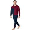 ALV by Alviero Martini Tuta Homewear Felpata con Zip, Pigiama Completo Uomo Disponibile in Vari Modelli E Taglie. (IT, Testo, XL, Regular, Regular, ALF586 Bordeaux/Blu)