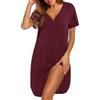 iClosam Camicia da Notte Donna Premaman con Bottoni Manica Corta Comoda