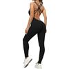 KOEMCY Jumpsuit Donna Tutina Sportiva Tuta Estiva Intera Aderente con Spalline Incrociate Body Pantaloni Lungo Completo Sportivo Elegante per Fitness Yoga Palestra