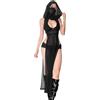 YUANMO Rave Outfits Women Streetwear Cutout High Split Sheer Hooded Dress Vestito da Cocktail Donna