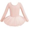 HIPPOSEUS Ragazza Vestito da Balletto Tutu Body Danza Bambina Classica Balletto Abito Manica Lunga,Y04CX-Sequin Pink, 2-3 anni