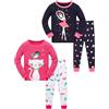 LOLPIP Pigiama da bambina 100% cotone pigiama per bambini a maniche lunghe 4 pezzi Set 1-12 anni, 12 anni