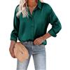 Beyove Camicetta da Donna in Raso di Seta con Scollo a v Camicie Eleganti Maniche Lunghe Affari Alti con Bottoni Alti Camicia Ampia a Maniche Lunghe