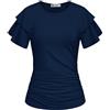 GRACE KARIN Top Estivi da Donna Eleganti e Casual, Camicia da Lavoro con Maniche Corte a Volant, Bluse da Business Trendy con Balza della Primavera 2026, Blu navy, M