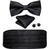 Barry.Wang Set Fascia e Papillon da Uomo, Fascia in Seta Papillon Preannodato Pochette Gemelli, Taglia unica
