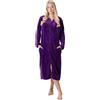 Camille Accappatoio da donna in pile super morbido, con stampa a diamante, maniche lunghe e tasche laterali per il massimo comfort e calore, Viola, 22-24