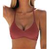 CUPSHE Top Bikini da Donna Costume da Bagno con Lacci Incrociati Spalline Sottili Scollo a V, rosso, M