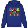 Teetaly Felpa con Cappuccio Super papà - Regalo Perfetto per la Festa del papà - Disponibile in 7 Colori (IT, Testo, M, Regular, Regular, Blu Royal)