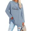 Teesho Maglietta da donna a maniche lunghe, oversize, in cotone, casual, a maniche lunghe, D-grigio, XL