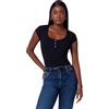 Guess Short Sleeve Karlee Jewel Henley Camicia, Nero Corvino, XS Donna
