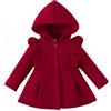 Acuryx Giacca per Bambina Parka Cappotto di Lana con Cappuccio Giacchetta Miscela Calda Imbottita Autunno Inverno Lungo Cappotti Elegante Rosso 6-9 Mesi