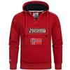 Geographical Norway GYMCLASS Men - Felpa Lunghe con Cappuccio Uomo - Incappucciati Shirt Resistenza Uomo - Grandi Maniche Caldo Pullover Uomini Casual (Rosso L)