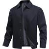 Allthemen Giacca a Maniche Lunghe Uomo Giubbotto Bottoni Casual Jacket Bomber Transizione Primavera Estate Marina XL