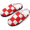 Generic Pantofole da uomo in tartan rosso e bianco con suola in gomma, per interni ed esterni, Stile:, 11-12（44-45）